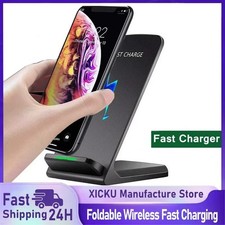 Wireless Fast Charger Charging Pad Stand Dock For Samsung Galaxy iPhone Phone
