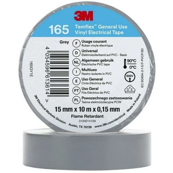 3M PVC-ISOLIERBAND 15MM X 10M GR (TEMFLEX 165) - Bild 1 von 1