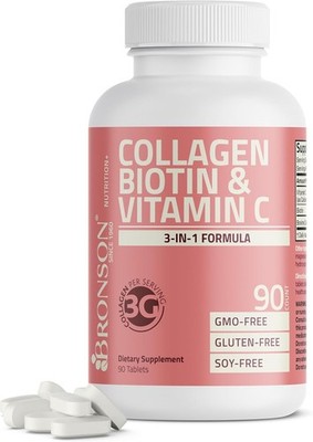 Bronson Collagen Peptides 3000mg (per Serving)with Biotin & Vitamin C ,90 Tablet