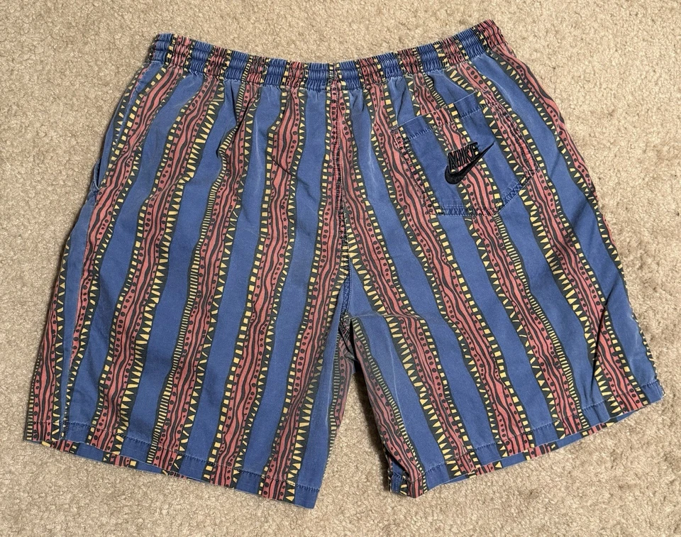 Pantalones Cortos Vintage Nike Años 90 Estampado Abstracto Multicolor M/L Tribal Azteca Foto 2 de 4
