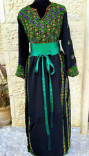 Vintage Palestinian Handmade Stitches Embroidery Velvet Wedding Dress Thoub