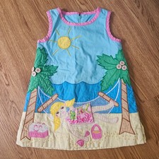 Vintage Lilly Pulitzer Beach Applique Resort '05 Sleeveless Dress Girls 2T
