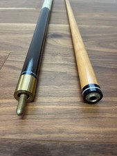 Billiard Cue 2-Piece Wood Grain Design Brown Used Grip White Pattern