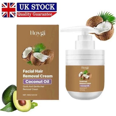 Gentle coconut oil-based facial hair removal cream, body hair remover, 100g USA 