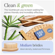 Wooden Toothbrushes 50 Pack - Medium Bristles...