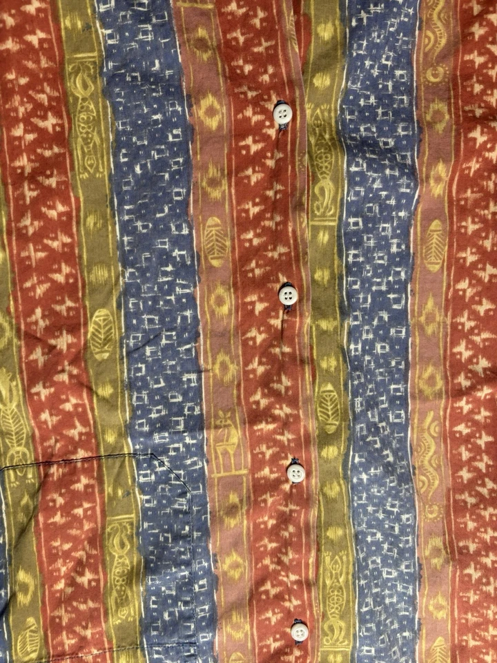 Vtg Reyn Spooner Staters Hawaiian Shirt Sz L Tribal Stripe Cotton Multicolor USA - Image 3 of 4