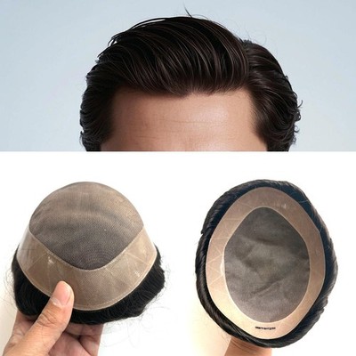 Mono Hair System  For Men Hair Pieces Men's Hair Replacement Human Hair Toupee