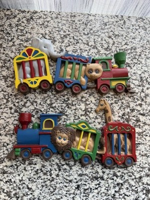 Vintage Homco Burwood Circus Train Wall Hangings Animals Zoo Nursery Decor USA