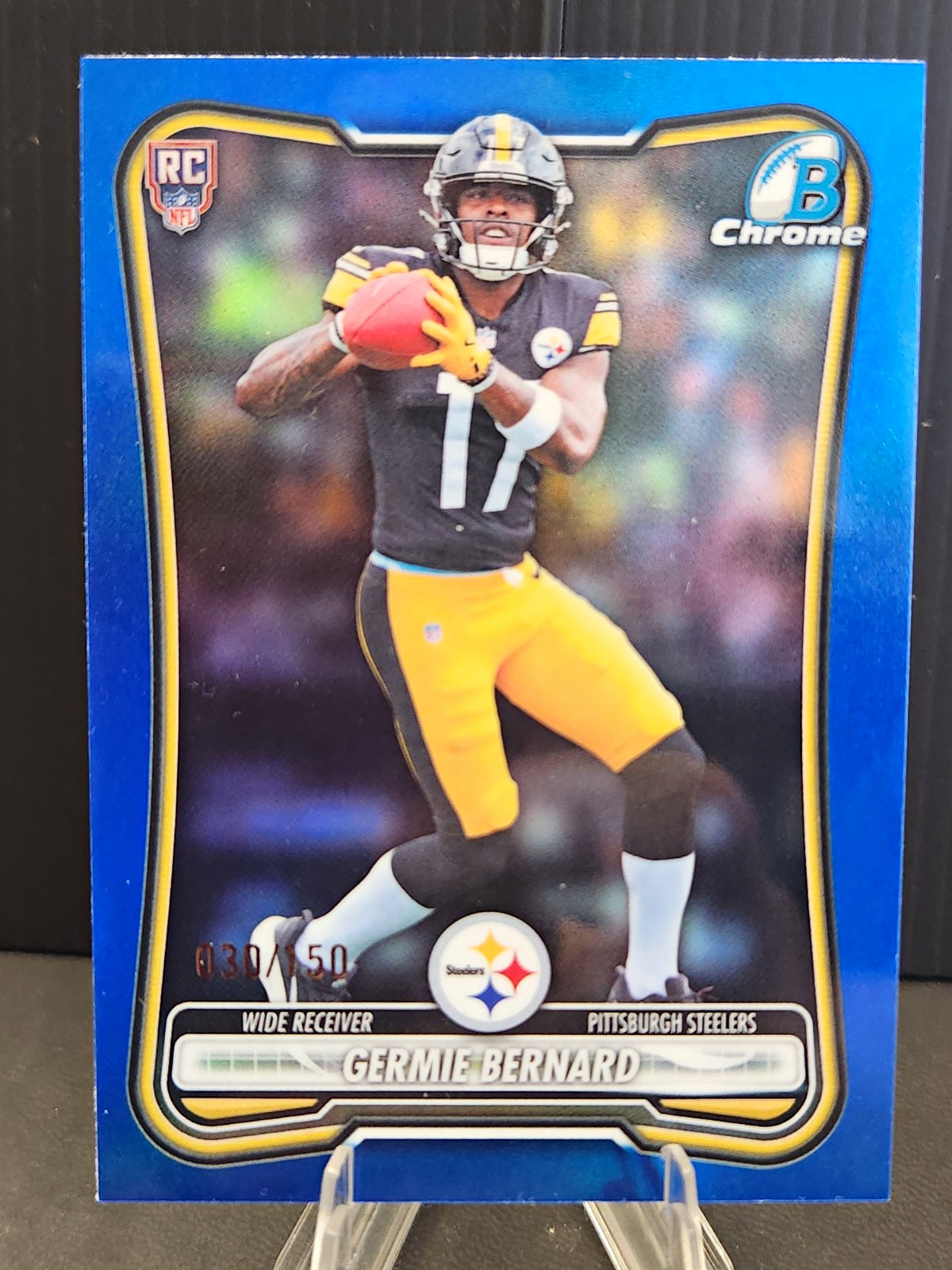 Topps 2026 Bowman Chrome Germie Bernard RC Blue /150 #BCV-124 Steelers