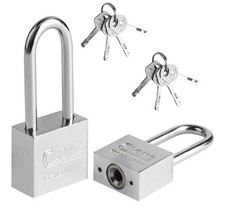 2PCS Long Shackle Padlocks with Keys Outdoor Shed Gate Garage Lock 8 Keys