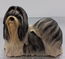 Vintage Resin Dog Figure : Shih-Tzu (Standing) : Black,White & Tan : 1992