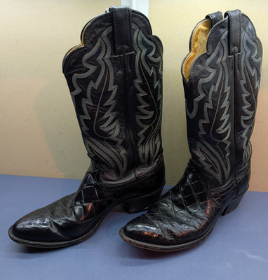 Justin Boots Black Crocadile Leather Western Boots Justin Men main image 3