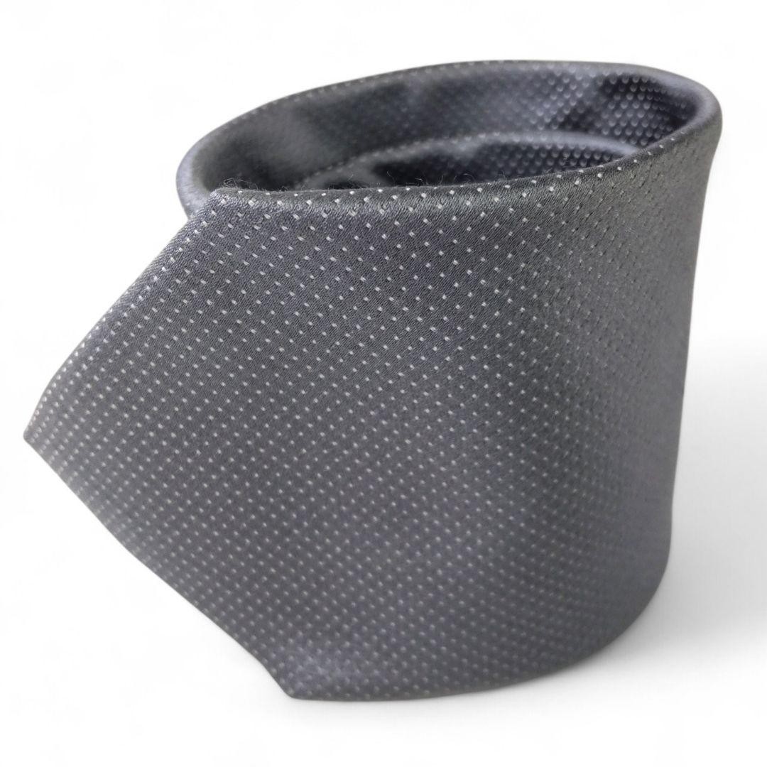 LUIGI BORRELLI Solid Dot Tie Gray Silk Excellent … - image 3