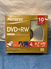 Sealed Memorex DVD-RW 10 Pack New Jeweled Case (4X 4.7GB 120 Min. ) Rewritable