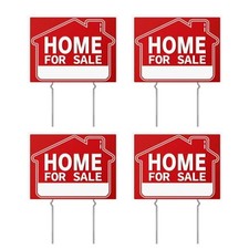 Home For Sale Sign 4 Pack Red 17x13 inch Double-Sided Yard Signs Stakes
