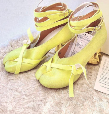 Maison Margiela Tabi Dirty Design Pumps 36 Glitzer Leder High Heels von JP