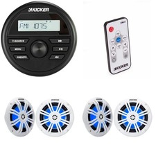 Kicker KMC2 Gauge Mount Marine Grade Receiver  2 Pair  51KM604WL 6.5" Whi...