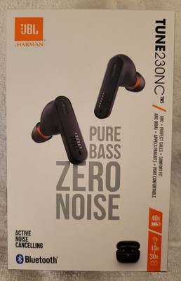 JBL Black Wireless Bluetooth On-Ear Headphones Tune 230NC Pure Bass Zero Noise