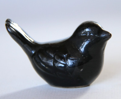 Ceramic Little Black Bird Modern Farmhouse Boho Cottage Home Decor 1.5 x 2.5''