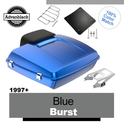 Blue Burst Razor Tour Trunk Pack Fits for 97+ Harley Street Road King Glide