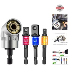 Impact Grade Power Hand Tools Adapter Set - 3pcs Socket Extensions + Angle Drill