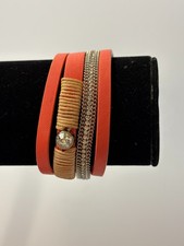 Cuff Bracelet Orange Faux Leather Sparkles Very Boho Princess Vibes
