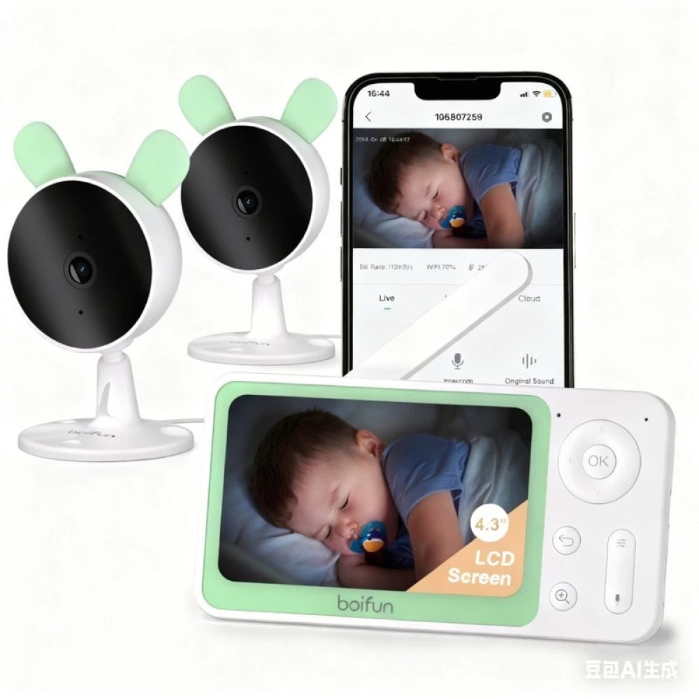 Baby Monitor with Camera and Audio 4.3” Display, Auto Motion Tracking 2-Way Talk