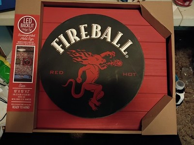 Fireball Whisky Metal Backlit LED Wall Sign Panel Black Brand New