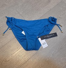 La Blanca Women's Island Goddess Side Loop Hipster Bikini Bottom Blue Size 10