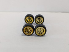 1:64 Scale 11mm Gold Chrome Mesh BBS Real Rider style wheels and tires