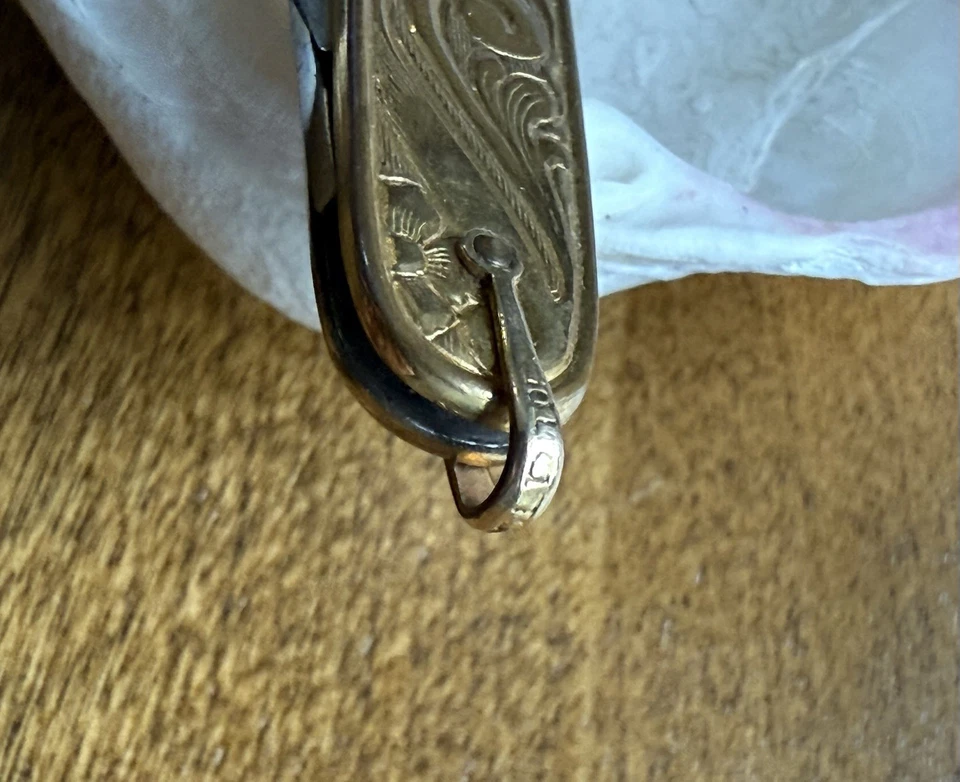 Engraved Victorian Gold Pocket Knife Miller Bros 2 Blade Ornate - Image 2 of 4