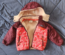Patagonia Girls Reversible Tribbles Hoody Jacket 3T Pink Burgundy Owls