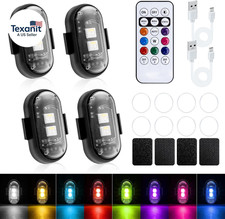 4 Pcs Wireless Rechargeable Magnetic LED Strobe Lights, 8-Colors USB Waterproof