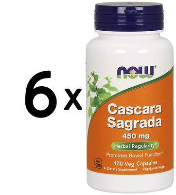 6 x NOW Foods Cascara Sagrada, 450mg - 100 vcaps (79,98 EUR/kg)