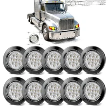10x Amber 2.5'' Round 13LED Lights Trailer Trunk Side Marker Clearance Grommet