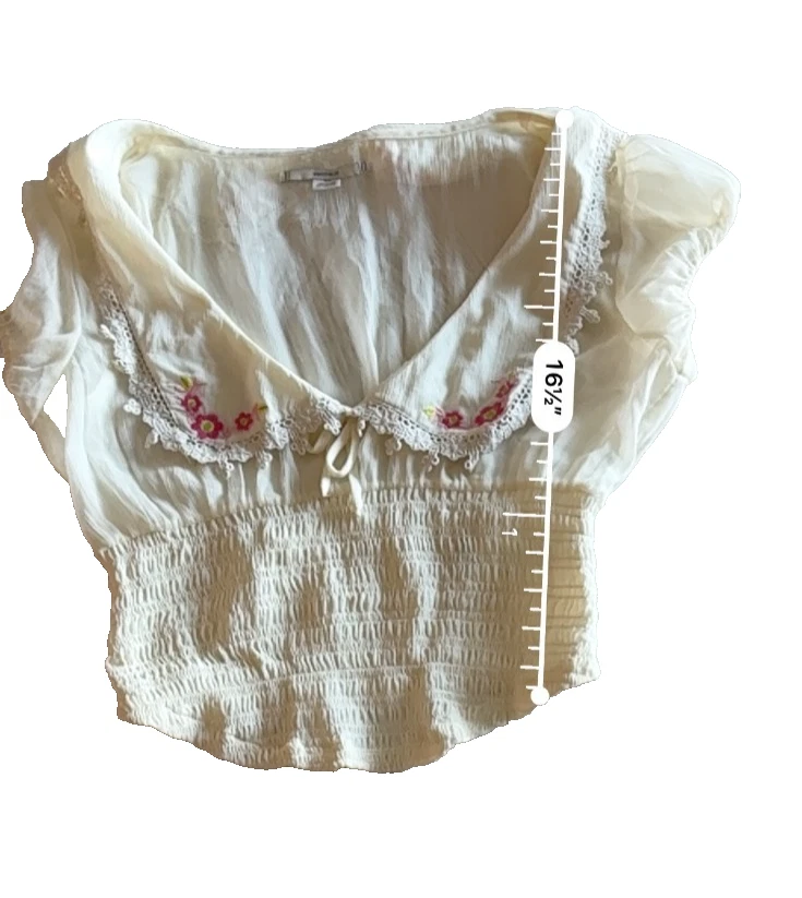 Top Kimchi Azul Mujer Y2k Bordado Floral Talla M Lechera Coqueta Foto 3 de 4