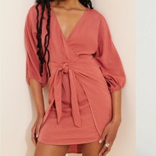 By Anthropologie Size 2 Tie-Front Wrap Mini Dress