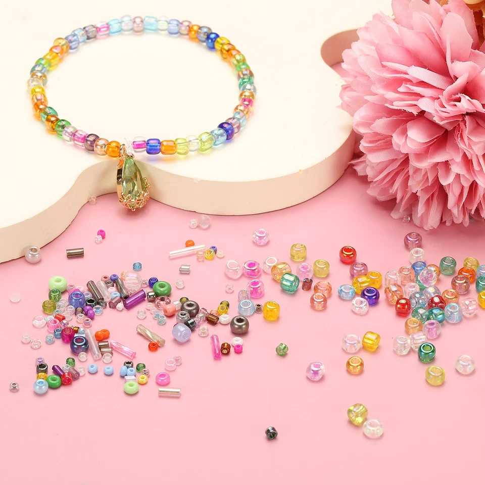 Paquete de 2000 cuentas de semillas de vidrio, cuentas de corneta de 3x3 mm/0,12 x 0,12 pulgadas [verde oscuro] Foto 3 de 4