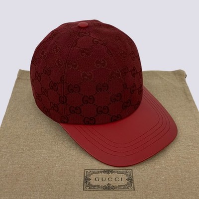 GUCCI CAP グッチ メッシュキャップ ハート ローズ 廃盤 レア 帽子 Gucci GG Monogram Logo Canvas & Leather Baseball Cap Hat Red Size