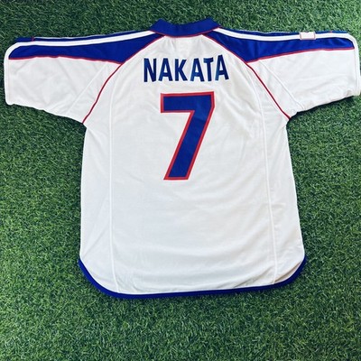 美品 サッカー 日本代表 ゲームシャツ 白 中田 NAKATA XL K0501 Hidetoshi Nakata 2001 Japan Player Issue Away Jersey Shirt Kit