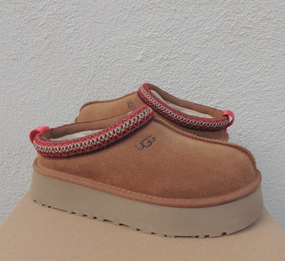 UGG TAZZ CHESTNUT SUEDE PLATFORM SLIPPERS SHOES, WOMEN US 10/ EUR 41 ~NIB