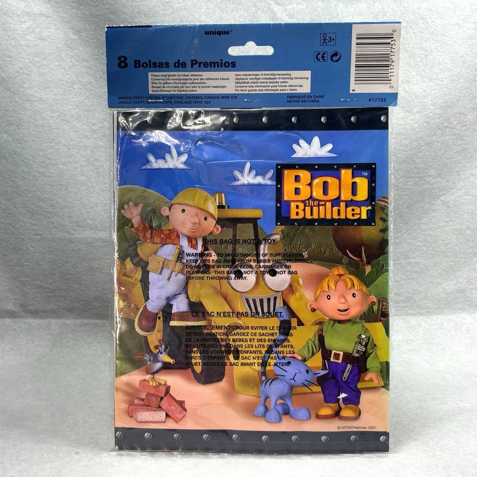 Bob el Constructor Fiesta de Cumpleaños Favor 8 Bolsas de Botín Bolsa de Plástico Nuevo de Lote Antiguo Nuevo Foto 2 de 2