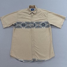 Vintage Wrangler Western Shirt Mens Large SS Aztec Southwestern Pearl Snap 90s