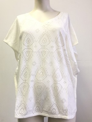 OXBOW Damen T-Shirt Kurzarmshirt Oberteil Boxy Ausbrenner , Weiß, XS