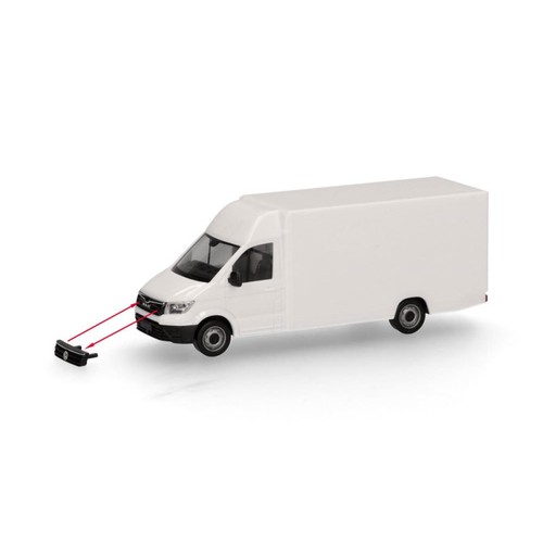 Minikit véhicule de livraison de colis MAN TGE/VW Crafter, blanc - HERPA 014076- | Zustand: Neuf