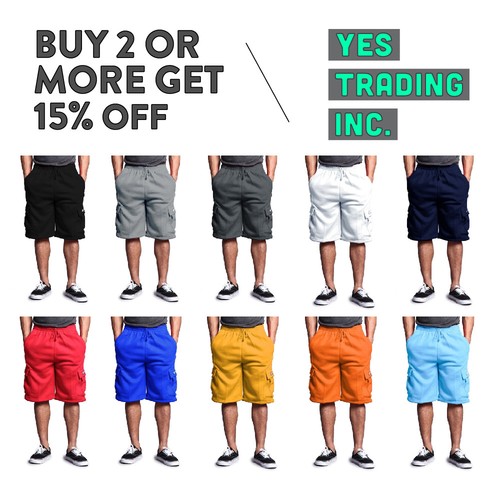 DREAMUSA MENS PLAIN CARGO SHORTS CASUAL 