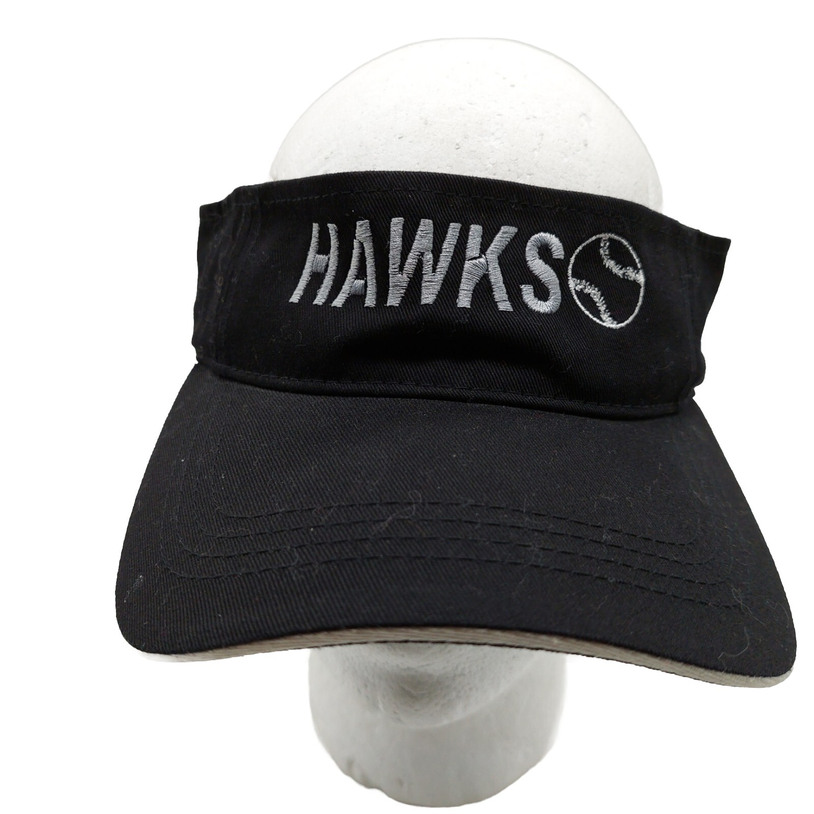 Hawks Visor Hat Cap Strap Back Black Baseball One Size Logo
