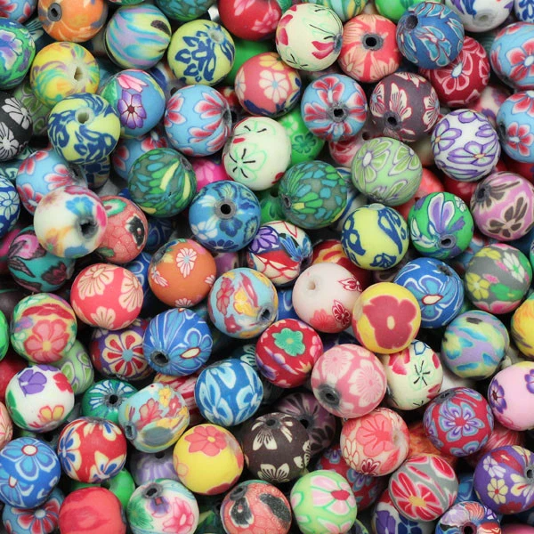 100pcs Mixed Polymer Clay Round Ball Loose Beads 6,8,10,12mm Wholesale - Image 2 of 2