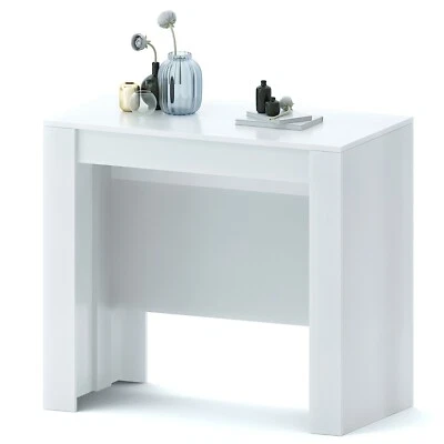 Tavolo Consolle Tektalk Per Ingresso, Corridoio O Soggiorno – Bianco, Con 2 Ante E 2 Ripiani, 100x28x73 Cm, Struttura In Metallo
