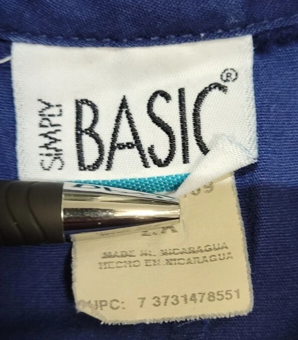 Simply Basic SB Scrubs Top Shirt Adult XL  Medical Dental Uniform Navy Blue - Image 4 of 4